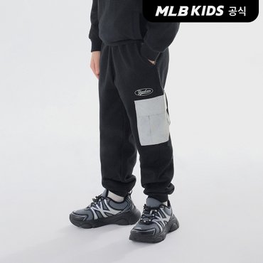 MLB키즈 (공식)24FW 데일리 아웃도어 우븐배색 기모 팬츠 NY (Black) 7APTR0146-50BKS