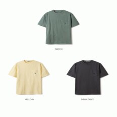 공용 서핑베어 다잉 포켓 반팔티 / Surfing Bear Pocket Dyed T-Shirt_A WHRAE2523U