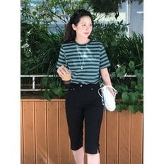 멀티 스트라이프 자수 반팔 티셔츠 OW5ME560