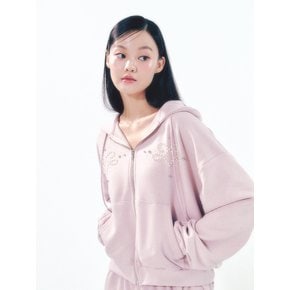 Pearl Hoodie Zip-Up Pink