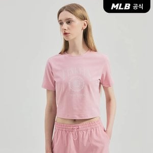 MLB [코리아공식] 여성 빈티지 로고 그래픽 슬림 크롭 반팔 티셔츠 NY (Pk)