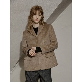 MOHAIR BUTTON HALF COAT - MOCHA