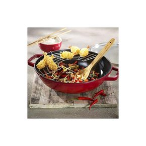 staub 스토우브 멀티팬 체리 30cm 크다 양손 주물 호로우 냄비 IH 대응