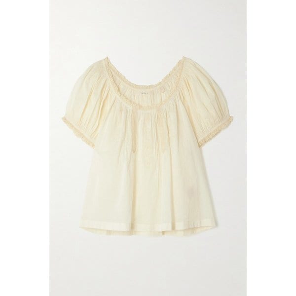 도엔 프레데리카 레이스 트림 코튼 보일 블라우스 46376663163046698