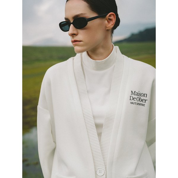 Sweat combi cardigan (White)