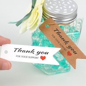 감사택 종이라벨 Thank you 하트 땡큐택 포장택 선물택 10P