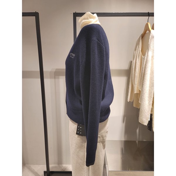 [여주점] 울 블렌드 배색 자수 니트 가디건(SAKC37461)