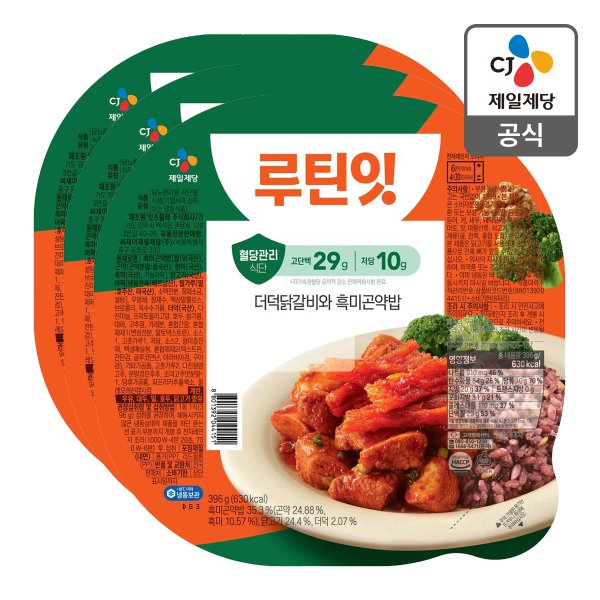 [본사배송][냉동] 루틴잇 고단백저당도시락 더덕닭갈비 396g X 3개