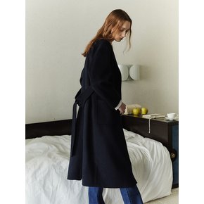 Collarless Handmade Coat_Navy