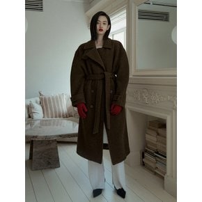 ALPACA BELTED DOUBLE COAT_BROWN