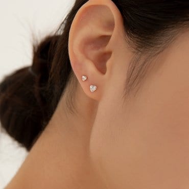 룬느 14k 퓨어 하트 스톤 귀걸이 (14k골드) LFE43