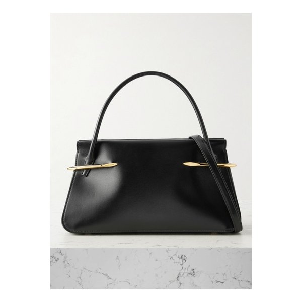 핀치 장식 가죽 숄더 백 블랙 46376663162904679