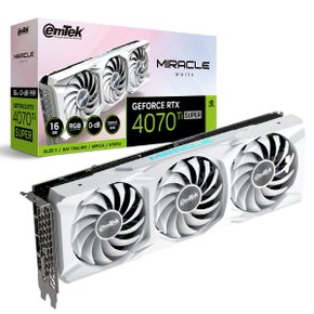 e_ 이엠텍 지포스 RTX 4070 Ti SUPER MIRACLE WHITE D6X 16GB 그래픽카드