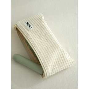 flat pencil case - corduroy vanilla cream (topside zipper)