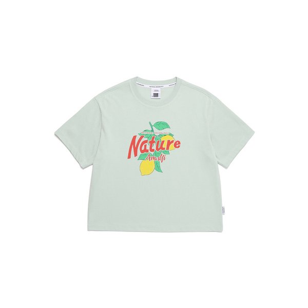 N252WTS020 여성 리젠아스킨 세미크롭 그래픽 반팔 티셔츠 MINT