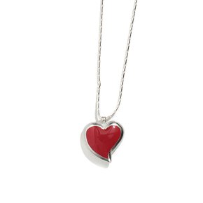 SEWN SWEN SILVER MINI REVERSIBLE HEARTS EPOXY NECKLACE