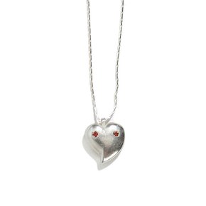 SEWN SWEN SILVER MINI REVERSIBLE HEARTS EPOXY NECKLACE