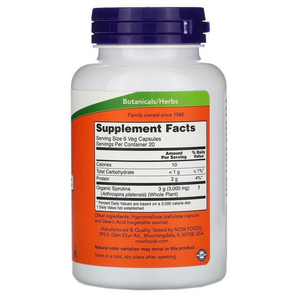 [해외직구] NOW Foods 나우푸드 네츄럴 스피루리나 500mg 120베지캡슐