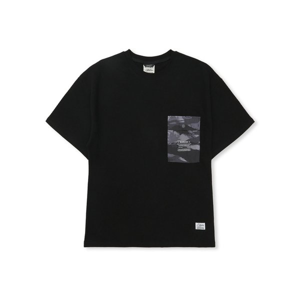 Tiger Camouflage Pocket Semi-oversized T-shirts Black