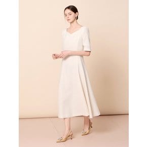 JS7A0OP024[리본 브이넥 플레어 롱 원피스]