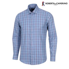 TC 체크 슬림핏 블루 긴소매 셔츠 RL3-253-2