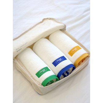 송월타월 라운드오프 컬러라인 180g 세면타올 3매 + 에이와이오 트래블파우치M 세트