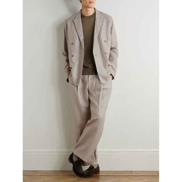 NN.07 스트레이트 레그 플리츠 리넨 울 블렌드 수트 팬츠 46376663163026287