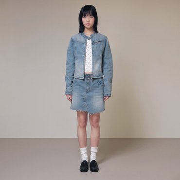 레이브 Unbalance Denim Mini Skirt in Blue VJ4SS131-22