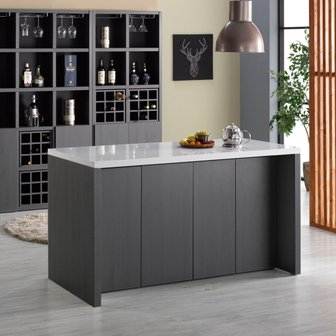 아이앤 [착불]아이앤 로리스 1600 ㄷ형 인조대리석 높은 테이블 홈바 HG