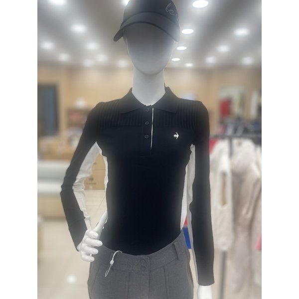 [여주점] 여성 배색 포인트 기본 카라 스웨터 GQ322LKP92 BLCK