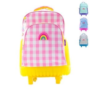 해피 체크 LED 트롤리 가방 핑크 Pink Happy Check LED Lighting Trolley Backpack oddBi