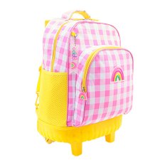 해피 체크 LED 트롤리 가방 핑크 Pink Happy Check LED Lighting Trolley Backpack oddBi