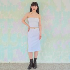 / rose ribbon midi skirt (white)