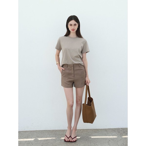 Signature silket T-shirt - TAUPE BEIGE