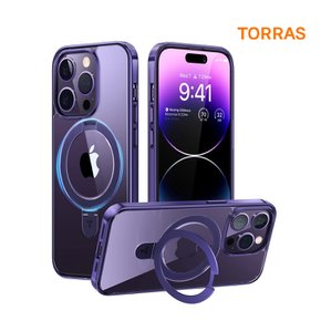 토라스 UPRO 오스탠드 투명 아이폰14 PRO 케이스 다크퍼플