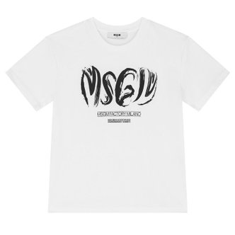 MSGM 키즈 로고 프린팅 티셔츠 24SS 화이트 S4MSJBTH246 001