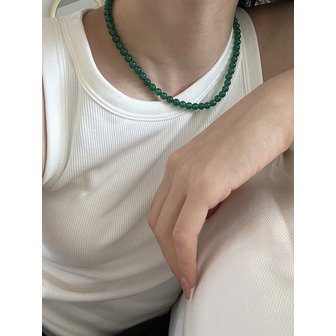 모스크스 [925silver] Green jade necklace (2size)