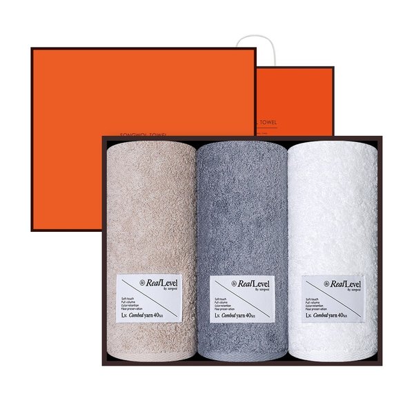 리타 라벨 210g 고중량 호텔수건 3매 선물세트 (OR상하+쇼핑백)