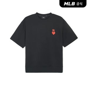 MLB [코리아공식]하트 오버핏 반팔 맨투맨 NY (Black)