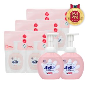 엘지생활건강 온더바디 세꼼마 버블 항균 핸드워시 250ml(파우더) x 2 + 200ml(리필) x 6