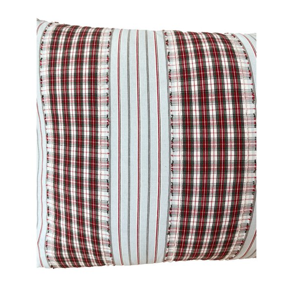 CHECK FRINGE CUSHION COVER (RED)