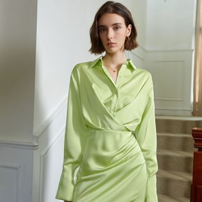 YY silken green waist gather dress