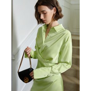 YY silken green waist gather dress