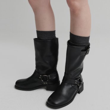 룩캐스트 모토 버클 미들 부츠_블랙 / MOTO BUCKLE MIDDLE BOOTS_BLACK