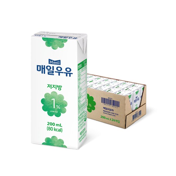 매일우유 멸균 저지방 1% 200ml 24팩