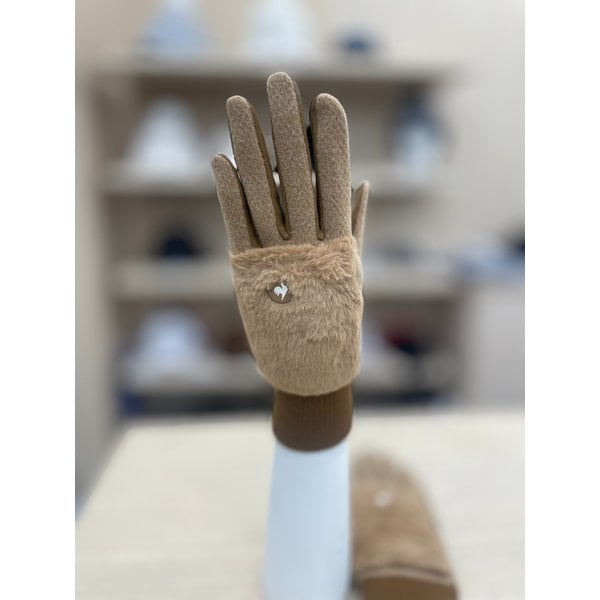 [여주점] 여성 기모 퍼 양손장갑 GQ422LGLO2 BEGE