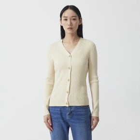 여 슬림핏 립 가디건(IVORY / BEIGE / BLUE / BLACK)