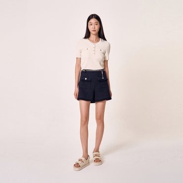 마쥬 [시즌오프 30%] 버튼업 스쿱넥 니트 탑