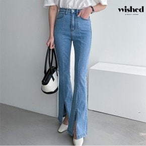 절개 앞 트임 슬림 부츠컷 데님 롱 팬츠  WIACPT030 _P347256411