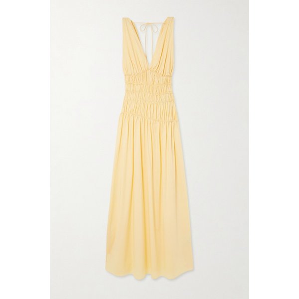 페이스풀 사자 타이 디테일 러치 코튼 맥시 원피스 46376663162989107